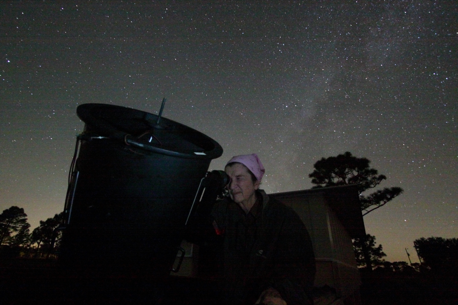 Kye with her galaxy hunter telescope, Hypatia